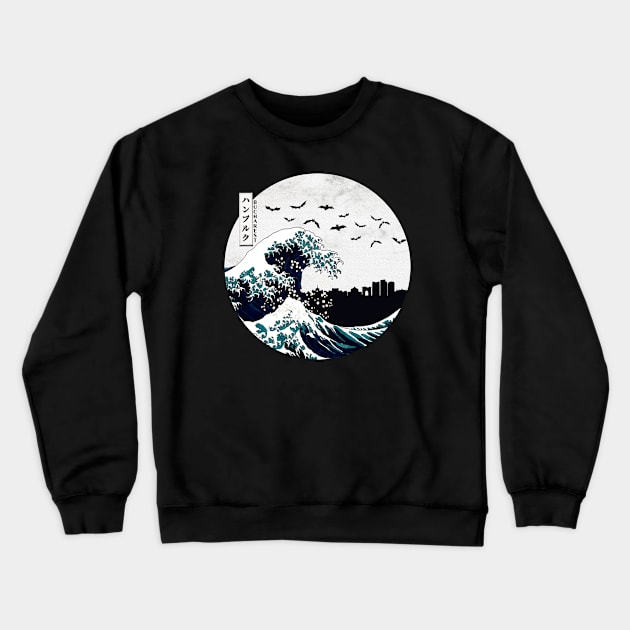 Bucharest Kanagawa Wave Dark Crewneck Sweatshirt by Ferrazi